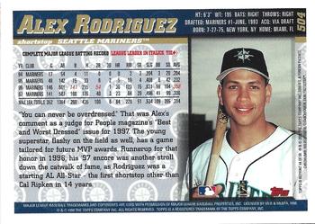 2001 Topps Chrome - Through the Years Reprints #44 Alex Rodriguez Back