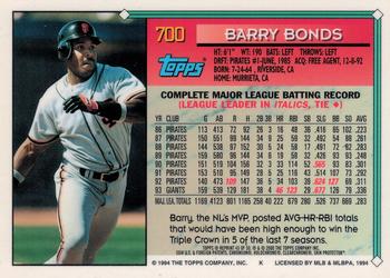 2001 Topps Chrome - Through the Years Reprints #45 Barry Bonds Back
