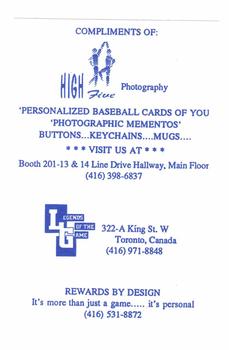 1991 High Five Photography All-Star Fanfest (unlicensed) #NNO Roberto Alomar Back