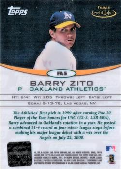 2001 Topps Fusion - Autographs #FA5 Barry Zito Back