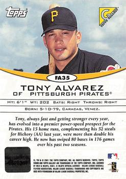2001 Topps Fusion - Autographs #FA35 Tony Alvarez Back