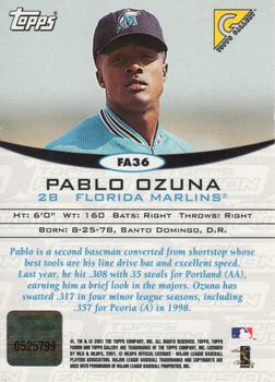 2001 Topps Fusion - Autographs #FA36 Pablo Ozuna Back