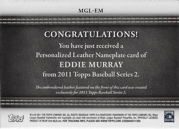 2011 Topps - Manufactured Glove Leather Nameplates Black #MGL-EM Eddie Murray Back