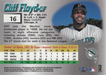1999 Fleer Mystique #16 Cliff Floyd Back