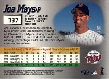 1999 Fleer Mystique #137 Joe Mays Back