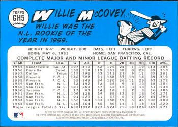 2001 Topps Gallery - Heritage #GH5 Willie McCovey  Back