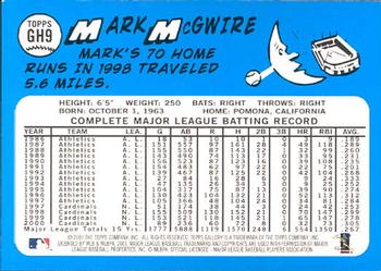 2001 Topps Gallery - Heritage #GH9 Mark McGwire  Back