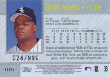 2001 Topps Gold Label - Class 1 Gold #33 Frank Thomas  Back