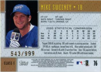2001 Topps Gold Label - Class 1 Gold #76 Mike Sweeney  Back