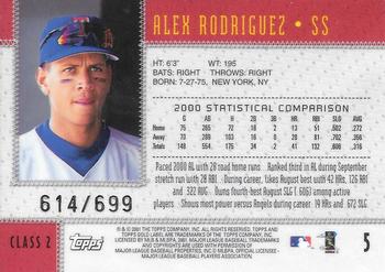 2001 Topps Gold Label - Class 2 Gold #5 Alex Rodriguez  Back