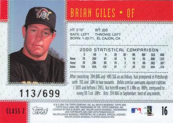2001 Topps Gold Label - Class 2 Gold #16 Brian Giles  Back