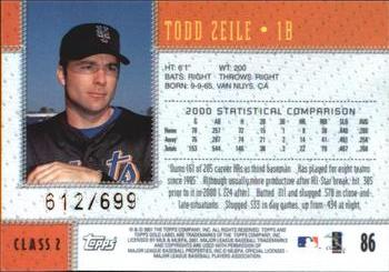 2001 Topps Gold Label - Class 2 Gold #86 Todd Zeile  Back