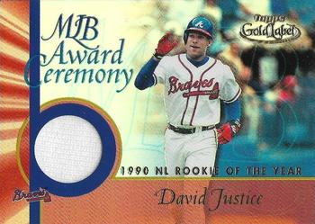 2001 Topps Gold Label - MLB Award Ceremony Relics #GLR-DJ David Justice Front