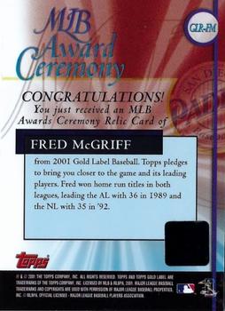 2001 Topps Gold Label - MLB Award Ceremony Relics #GLR-FM Fred McGriff Back