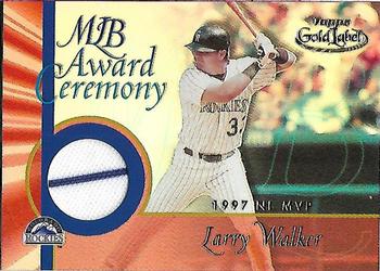 2001 Topps Gold Label - MLB Award Ceremony Relics #GLR-LW3 Larry Walker Front