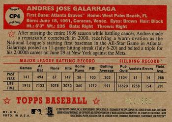2001 Topps Heritage - Chrome #CP4 Andres Galarraga  Back
