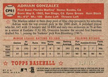 2001 Topps Heritage - Chrome #CP81 Adrian Gonzalez  Back