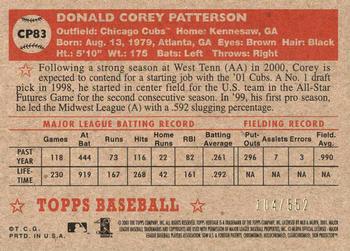 2001 Topps Heritage - Chrome #CP83 Corey Patterson  Back