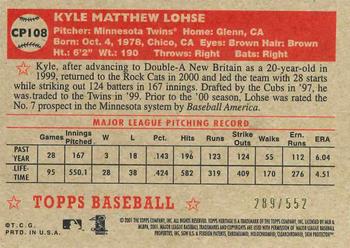 2001 Topps Heritage - Chrome #CP108 Kyle Lohse  Back
