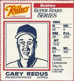 1986 Keller's Super Stars Series #NNO Gary Redus Front