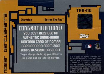 2001 Topps Reserve - Game Bats #TRR-NG Nomar Garciaparra  Back