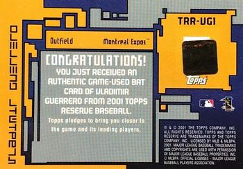 2001 Topps Reserve - Game Bats #TRR-VG1 Vladimir Guerrero  Back