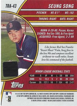 2001 Topps Reserve - Rookie Autographs #TRA-43 Seung Song Back