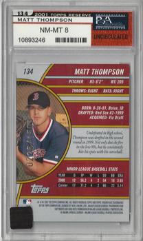 2001 Topps Reserve - Rookie Autographs PSA #134 Matt Thompson  Back