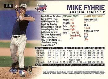 1999 Fleer Tradition Update #U-14 Mike Fyhrie Back
