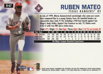 1999 Fleer Tradition Update #U-67 Ruben Mateo Back