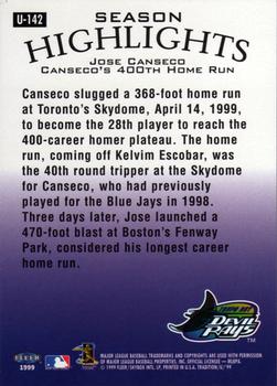 1999 Fleer Tradition Update #U-142 Jose Canseco Back