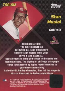 2001 Topps Stars - Autographs #TSA-SM Stan Musial Back