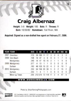2011 Choice Durham Bulls #05 Craig Albernaz Back