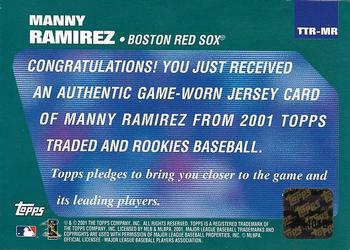 2001 Topps Traded & Rookies - Dual Jersey Relics #TTR-MR Manny Ramirez  Back