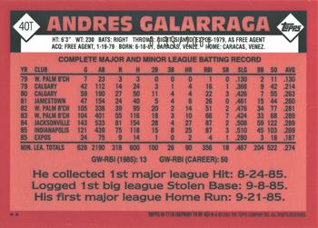 2001 Topps Traded & Rookies - Gold #T118 Andres Galarraga Back