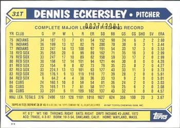 2001 Topps Traded & Rookies - Gold #T125 Dennis Eckersley Back