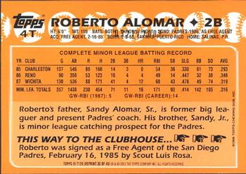 2001 Topps Traded & Rookies - Gold #T129 Roberto Alomar Back