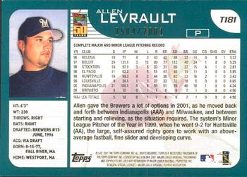 2001 Topps Traded & Rookies - Gold #T181 Allen Levrault Back