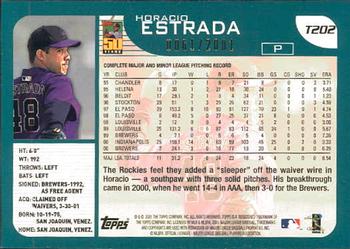 2001 Topps Traded & Rookies - Gold #T202 Horacio Estrada Back