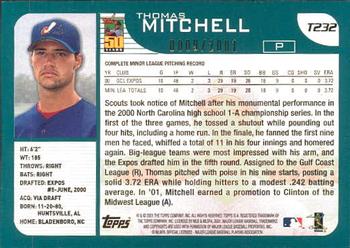 2001 Topps Traded & Rookies - Gold #T232 Thomas Mitchell Back