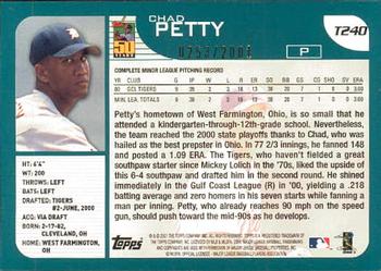 2001 Topps Traded & Rookies - Gold #T240 Chad Petty Back