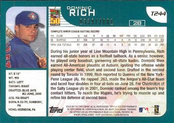 2001 Topps Traded & Rookies - Gold #T244 Dominic Rich Back