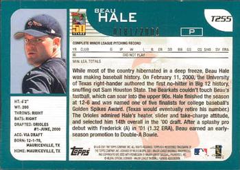 2001 Topps Traded & Rookies - Gold #T255 Beau Hale Back