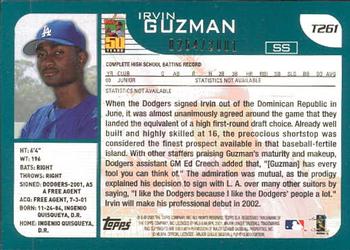 2001 Topps Traded & Rookies - Gold #T261 Irvin Guzman Back