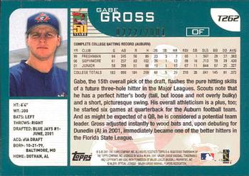 2001 Topps Traded & Rookies - Gold #T262 Gabe Gross Back