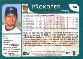 2001 Topps Traded & Rookies - Gold #T41 Luke Prokopec Back