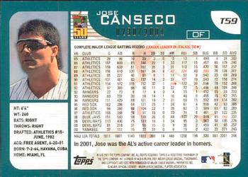 2001 Topps Traded & Rookies - Gold #T59 Jose Canseco Back