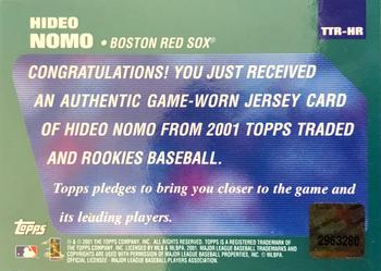 2001 Topps Traded & Rookies - Relics #TTR-HR Hideo Nomo Back