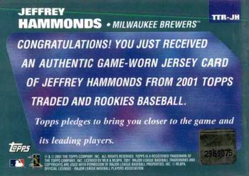 2001 Topps Traded & Rookies - Relics #TTR-JH Jeffrey Hammonds Back