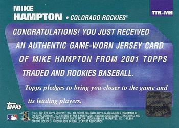 2001 Topps Traded & Rookies - Relics #TTR-MH Mike Hampton Back